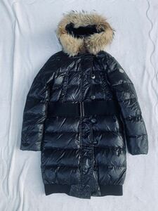 国内正規店購入品！MONCLER モンクレール 高級フォックスファー ダウンジャケットコート LUCIE ルーシー サイズ0 ブラック レディース本物