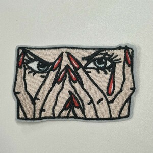 B-71【 アイロンワッペン 】 涙 Tears ディアーズ アメコミ アメリカンコミックス 漫画 マンガ ネイル nail 【 刺繍ワッペン 】patch 