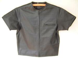  short sleeves punching leather shirt black M*L*LL*3L*4L*5L new goods 