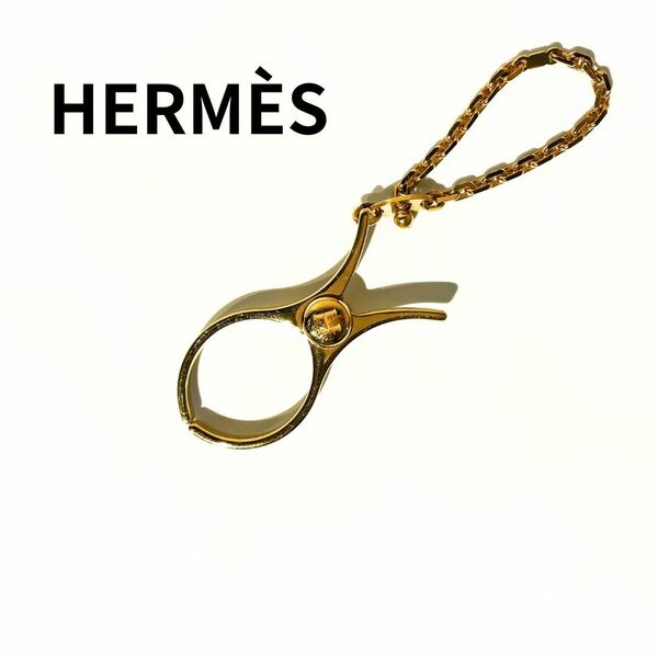 【美品】HERMES エルメス グローブホルダー 手袋ホルダー フィルー ドレ ゴールド 金 バッグチャーム ストール マスク 帽子【送料無料】