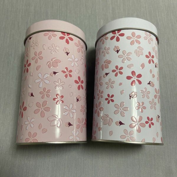 カルディ 桜キャニスター缶 ブルー、ピンク