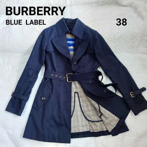 BURBERRY BLUE LABEL バーバリーブルーレーベルトレンチコート ノバチェック ネイビー 2way Mサイズ