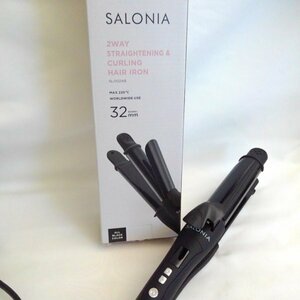 ★処分SALE★SALONIA サロニア 2WAY ストレート＆カールヘアアイロン オールブラック 32ｍｍ SL-002AB【PSEマークあり】【訳あり】38 00169