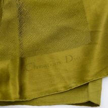 クリスチャン ディオール スカーフ ストール カレ ショール 襟巻き ロゴ シルク モスグリーン Christian Dior_画像7