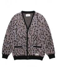 ワコマリア 23FW WACKO MARIA LEOPARD MOHAIR KNIT CARDIGAN パープル XL モヘア カーディガン レオパード_画像1