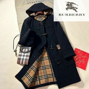 e8超美品BURBERRY お目立ちノバチェック★高級ウールダッフル●英国エレガント!!参考価格14万　バーバリーコート　レディース　40