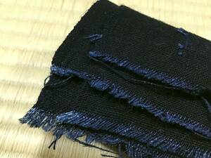 古布0981Ａ　手織り木綿　無地　藍染　２枚で170ｃｍ　パッチワーク　キルト　リメイク材料