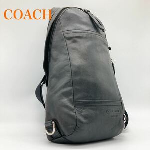 【オシャレの定番】1円 １スタ COACH コーチ ボディバッグ ショルダーバッグ ヒューストン クロスボディ ブラック レザー スリングバッグ 