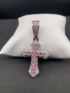ピンク ジルコニア ダイヤ 十字架 クロス ブリンブリン ネックレス ロザリオ