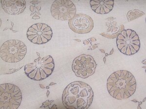：和古布材料：丸紋柄の綿更紗の端布