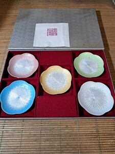 未使用品 銀彩七宝 陶器 和食器 食器 小皿 小鉢 5枚セット まとめて