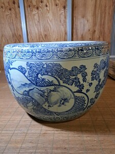 鉢 火鉢 常滑製 陶器 メダカ 金魚鉢 古道具 昭和レトロ アンティーク 直径約45cm 高さ約32cm