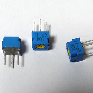 基板取付用半固定ボリューム 100kΩ Bカーブ 3個セット 定格電力:0.5W(70℃) 半固定抵抗 抵抗 ボリューム 100kオーム 3個 可変抵抗