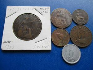 UK★イギリス★銅貨６枚★1/4d、半d、１d★1916～1944年★George V、VI★20mm～31mm