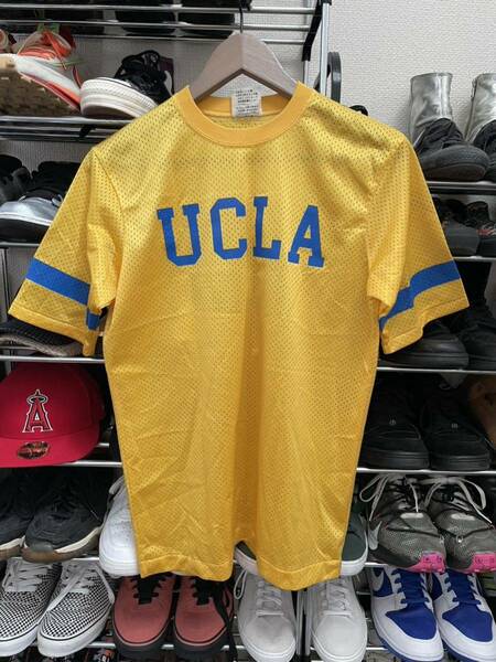 90s ビンテージ 日本製 デサント UCLA メッシュ tシャツ M 黄 青 NCAA イエロー ブルー ヴィンテージ yellow blue vintage