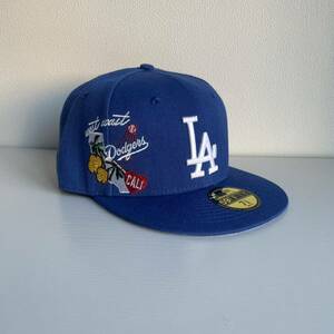 新品　7 3/8 野球帽子　ロサンゼルス・ドジャース キャップ　Cali キャップ　刺繍ロゴ　59FIFTY LA 　大人用　ブルー