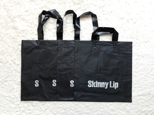 ☆美品スキニーリップSkinny Lipロゴ入りバイカラー大人格好いいショップ袋4枚setショルダーバッグプレゼント希少ショッパーエコバッグ☆