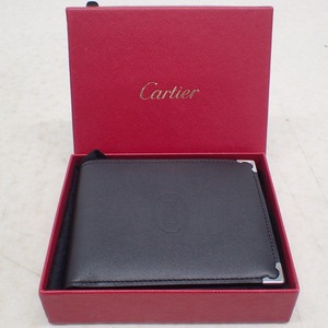 ▽Cartier カルティエ マストライン 二つ折り財布 札入れ ブラック 元箱/カード付【GM；J0AA0017