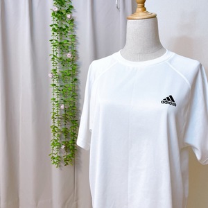 YH0192 美品〇 adidas アディダス ユニセックス Tシャツ 半袖 人気 0 白 プリント 万能 クール ロゴ 夏 