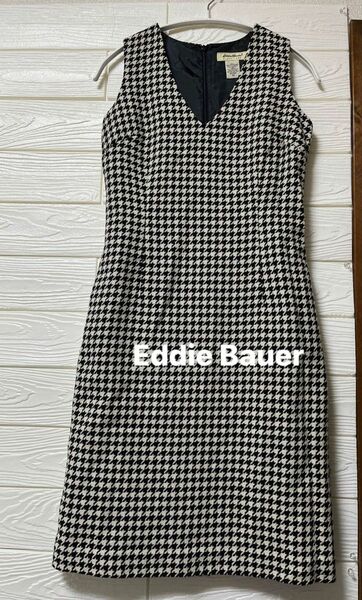 Eddie Bauer ウール混合66% 千鳥格子柄　きちんと感　ワンピース