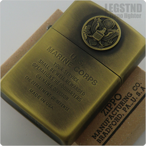 真鍮 1988 USMC Eagle Emblem Metal Zippo(Antique Brass) アメリカ海兵隊 沖縄基地駐留 USマリーンズ ＆ アメリカ国章イーグルメタル貼り