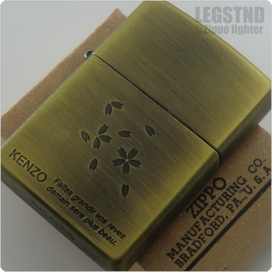 真鍮 2000 KENZO Cherry Blossoms Icon Zippo(Antique Brass) ケンゾー 桜吹雪アイコン柄 フランス ファッションブランド 販促