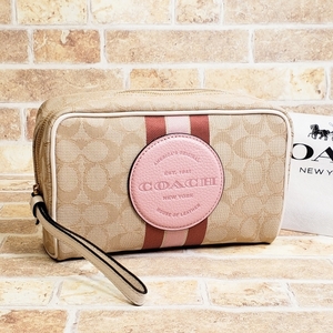 コーチ シグネチャーキャンバス ストラップ ボックス型 ポーチ メイクポーチ Dempsey Boxy Cosmetic Case COACH