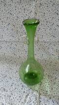 ☆　昭和レトロ　ガラス製　花瓶　花器　一輪挿し　緑色　高さ約25ｃｍ　_画像1