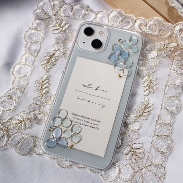 紫陽花ブルーのiPhoneケース iPhone15 iPhone14 iPhone13 iPhone12 おしゃれ スマホカバー