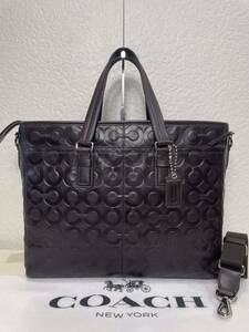 【美品】定価9.4万　COACH コーチ　メンテ済み　メンズ　ビジネス　バッグ　ブリーフケース ショルダーバッグ　2way レザー