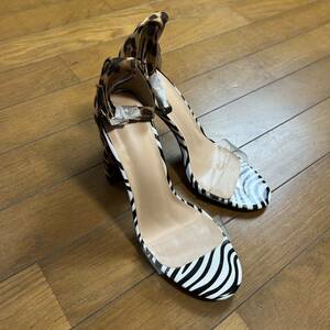 animal print サンダル 8 sandal zoo アニマル 未使用品 24.5cm leopard zebras ゼブラ レオパード