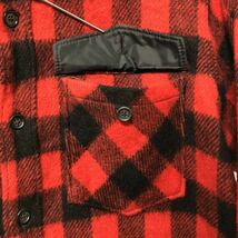 70s USA製 ビンテージ ウールリッチ WOOLRICH ヘビーネルシャツ バッファローチェック 赤黒 白タグ 三角タグ アメリカ製 好配色_画像6