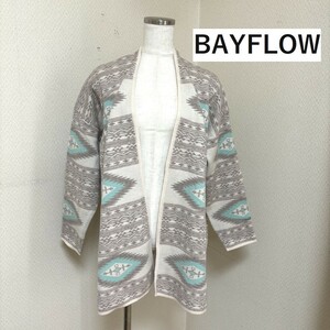 BAYFLOWベイフロー レディース カーディガン ロング 洗える ニット オルテガ柄 ネイティブ柄 2