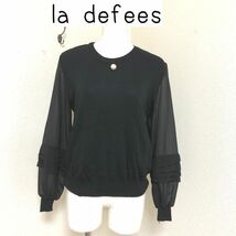 la defees 袖シフォン ニット セーター_画像1