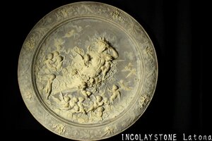 【董芸】超特大 INCOLAY STONE インコレイ ストーン カメオ 『太陽の女神 Latona』 径67cm 16.5kg 壁掛け 蔵出品 [5810Ma12]