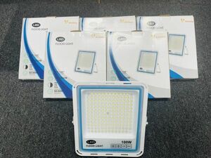 【送料無料】極薄型 LED投光器 100W 5個セット 広角120° 昼光色6000K 11000LM IP67 作業灯 駐車場灯 防水 屋外