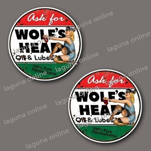 ☆即納☆　WOLF'S HEAD Oil&Lube　ウルフズヘッド　ステッカー　デカール　並行輸入