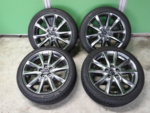 T12878 マツダ アクセラ 18×7J+50 PCD114.3 5H / 215/45R18 Bridgestone スタッドレスタイヤ 純正アルミホイール 4本