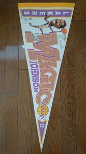 1990年代当時物!NBALOS ANGLES LAKERS「MAGIC・JOHNSON」ペナント中古/マジック・ジョンソン バスケットボール レイカーズ チーム