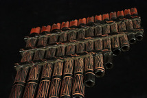 【縁】パンフルート パンパイプ 高さ26cm 縦笛 箱付 民族楽器 E-55 _画像4