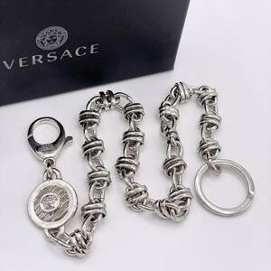 【美品】袋付き VERSACE ヴェルサーチ ウォレットチェーン シルバー金具 メデューサ チャーム チョーカー 現行デザイン 女神 財布