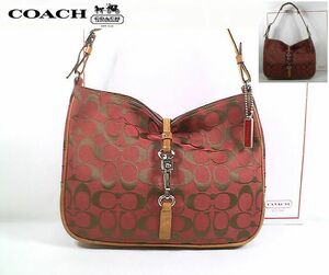 ★美品！★ＣＯＡＣＨ　コーチ★とってもお洒落で可愛い♪シグネチャー クリップ ホーボー ワンショルダーバッグ■メタルチャーム付■本物