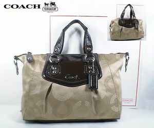 ★超美品！★ＣＯＡＣＨ　コーチ★アシュレイ シグネチャー柄サッチェル ハンドトートバッグ／丸みを帯びたボストンバッグ／２ＷＡＹバッグ