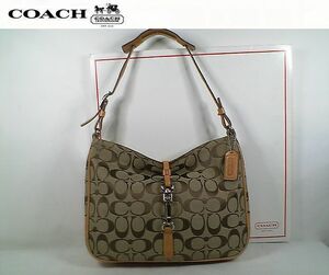 ★超美品！★ＣＯＡＣＨ　コーチ★とってもお洒落で可愛い♪ シグネチャー クリップ ホーボー ワンショルダーバッグ■チャーム付■本物■