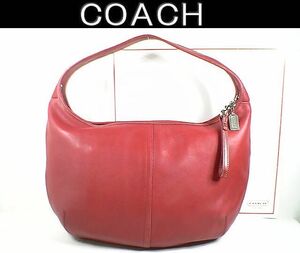 ★未使用に近い！★ＣＯＡＣＨ　コーチ★とっても素敵で可愛い♪フルレザー 肩掛け ショルダーバッグ■シルバーメタルチャームプレート付■