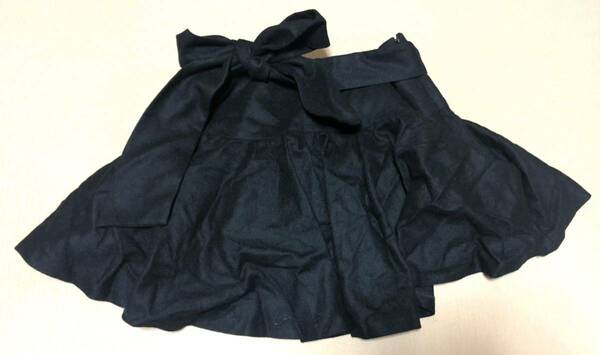 未使用 セシルマクビー CECIL McBEE リボン付き スカート フレアスカート 黒 Mサイズ 裏生地付き 毛100％ リボン取り外し可能 ミニスカート