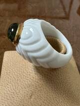 名作！【BVLGARI】Chandra ring ブルガリ チャンドラ リング ペリドット K18YG×陶器の融合！コレクションに。_画像6