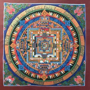 卍　チベット密教の究極　 『肉筆　カーラチャクラ　曼荼羅　細密画　』３１．５ｃｍ　　　検索；仏教美術　密教　ダライラマ　仏画　KM7