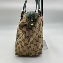 1円【希少色】GUCCI グッチ トートバッグ ハンド ショルダー GGキャンバス 総柄 肩掛け レディース ビジネス オールド ブラウン グリーン_画像5