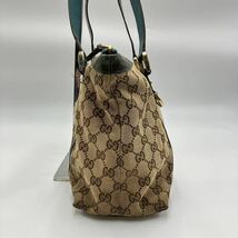 1円【希少色】GUCCI グッチ トートバッグ ハンド ショルダー GGキャンバス 総柄 肩掛け レディース ビジネス オールド ブラウン グリーン_画像4